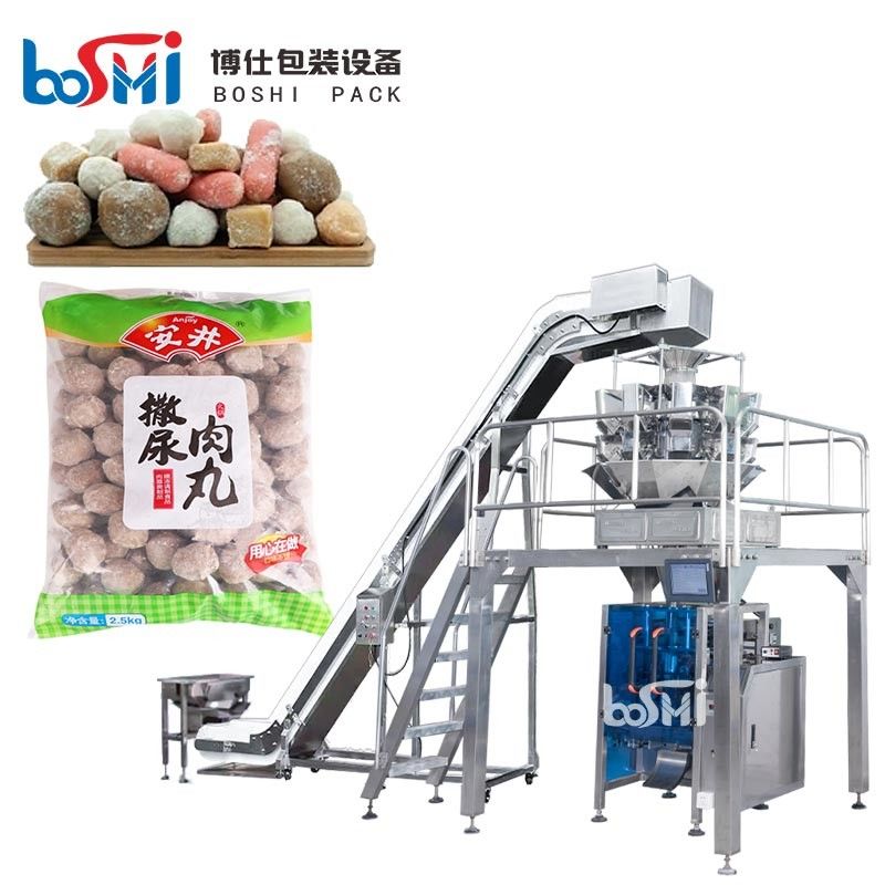 PLC Control Frozen Food Packaging Machine For Shrimp Meat Ball Frozen Chips