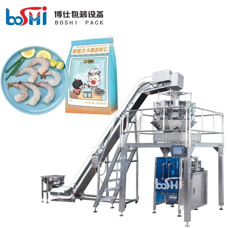 Multihead Weigher Frozen Food Packing Machine For Sea Food Shrimp Fish